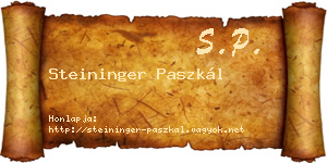 Steininger Paszkál névjegykártya